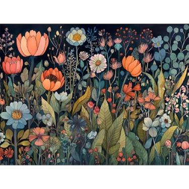 Imagem de Kits de ponto cruz estampado para adultos – Kits de bordado de flores retrô para iniciantes e adultos, kits de ponto cruz contados com dimensões de 11 CT para kits de artesanato de artes 30 x 40 cm