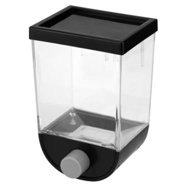 Imagem de Pote Dispenser Organizador de Alimentos Cereais e Grãos Dosador(PRETO 1000ML/1kg,1)