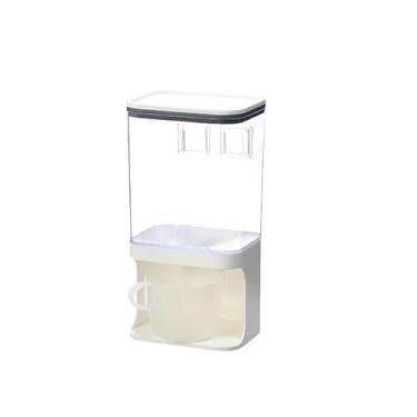 Imagem de Cereal Dispenser Plástico Transparente Montado Na Parede Dividido Arroz Seco Recipiente De Armazenamento(1000ML)