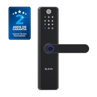 Imagem de Fechadura Digital de Embutir, Wi-Fi com Biometria, Elsys, SAX, Preta - Abertura via Biometria, Senha Numérica, Aplicativo, Campainha
