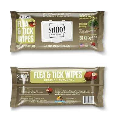 Imagem de Toalhetes de pulgas e carrapatos para cães | Proteção conveniente e fácil em movimento | À base de plantas, óleos naturais, sem produtos químicos | Repele e previne | 50 lenços XL | (Woodland Harmony)