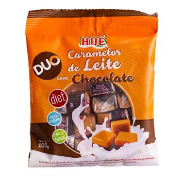 Imagem de Bala Duo Caramelo de Leite com Chocolate Diet 100g - Hué