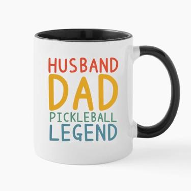 Imagem de Jkfolo Husband Dad Pickleball Legend - Xícara de café de cerâmica branca de 325 ml, presente engraçado de pickleball para marido e pai da esposa crianças - Dia dos Pais, aniversário aniversário