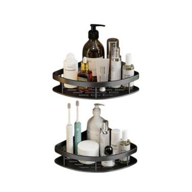 Imagem de Kit 2 Surporte De Canto Porta Shampoo Prateleira Para Banheiro Com Ade