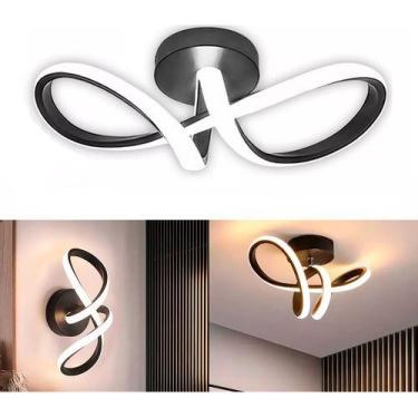 Imagem de Luminaria Led Moderna Plafon De Teto Sobrepor Infinito Preto Hall Entr