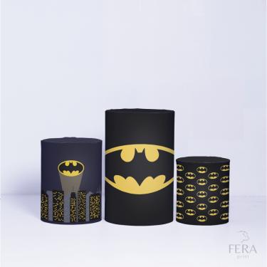Imagem de Trio de Capa Cilindro para Festa Infantil Veste Fácil C/elástico Batman