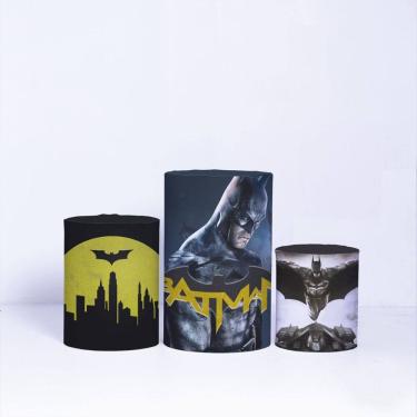 Imagem de Trio de Capa Cilindro para Festa Infantil Veste Fácil C/elástico Batman