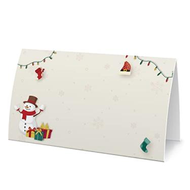 Imagem de Etiquetas de barraca de comida de Natal (pacote com 25) - Cartões de lugar para o Natal, cartões de mesa - perfeitos para cartões de Natal, mesas de banquete, etiqueta de comida de buffet, festa de