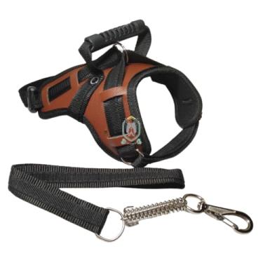 Imagem de Coleira pet resistente para cachorro pitbull labrador rottweiller + guia peitoral de cão husky(MARROM,P)