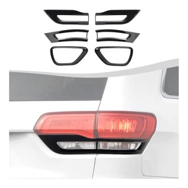 Imagem de SQQP Kit de acabamento de luz traseira e farol de neblina frontal adequado para Jeep Grand Cherokee 2014-2017 (preto)