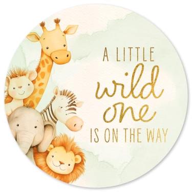 Imagem de Mobiusea Creation Etiquetas de lembrancinhas de chá de bebê de animais da floresta | 60 peças de folha dourada à prova d'água com tema de animais da floresta em 5 cm | Etiquetas de chá de bebê Safari