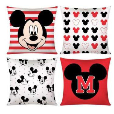 Imagem de Kit 4 Capas Para Almofadas Mickey e Minnie Disney Decoração - SS Casa 