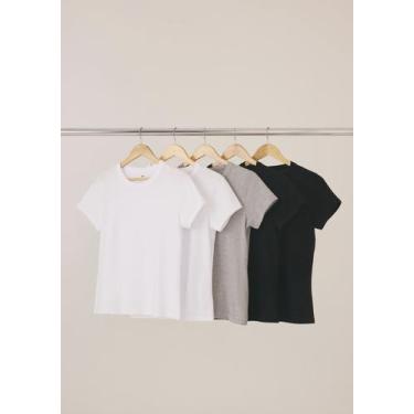 Imagem de Kit Com 5 Camisetas Femininas Slim Básicas - Hering Adulto, G, Multico