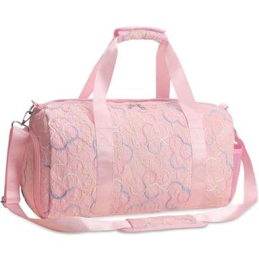 Imagem de Bolsa de viagem de ginástica para meninas – Bolsa esportiva de ginástica com compartimento para sapatos e bolso molhado, bolsa de viagem de unicórnio para crianças, adolescentes, festa do pijama
