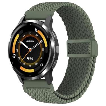 Imagem de EverAct Pulseira de nylon trançado magnético de 22 mm compatível com Garmin Vivoactive 4/Venu 3/Venu 2, pulseira de substituição elástica macia e elástica para Forerunner 265/255/255 Music masculina e