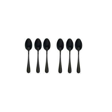 Imagem de Colher de Cha Preto Inox Talheres Aço Colheres 6un