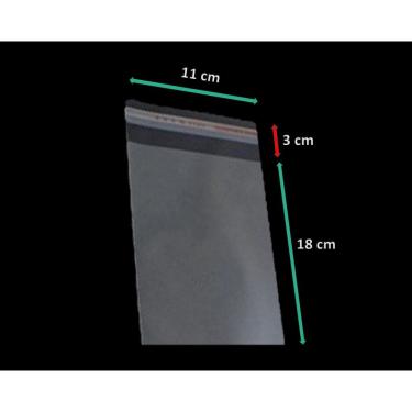 Imagem de Saco Adesivado Plástico Transparente Vabene 11x18+3cm 500 Unidades