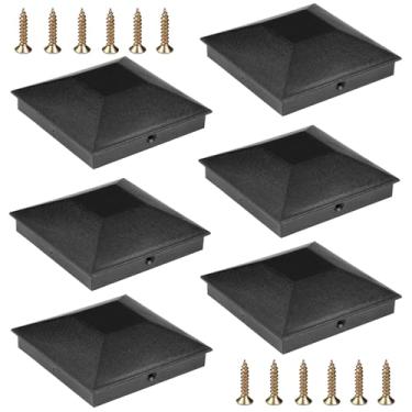 Imagem de YUEARN Tampas De Poste Cerca 4X4 (3,5 Pol. X 3,5 Pol.), Plástico Para Deck Com Parafusos, Evitam Rachaduras E Apodrecimento, Cobertura Externa, Madeira, Decks, Corredores, À Prova D'Água, Pacote 6