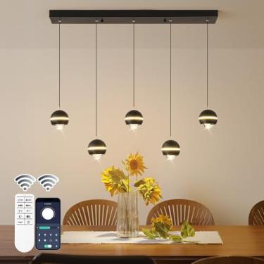 Imagem de ORANOOR Luminárias Pendentes Modernas De Led Oranoor, Lustre Cristal Globo Regulável 36 Pol., Suspensas Pretas E Douradas Para Sala Jantar, Ilha Cozinha Linear Mesa (3500 Lm)