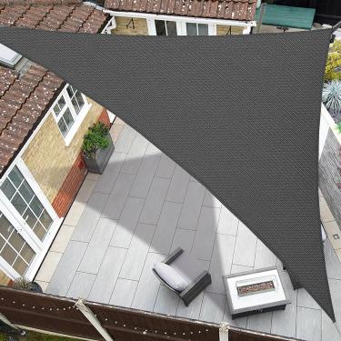 Imagem de Coumavin Guarda-Sol Triangular De 20' X 20', Cobertura Para Área Externa Com Bloqueio Uv, Quintal, Varanda, Pérgola, Deck, Jardim E Pátio, Cinza Escuro