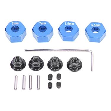Imagem de Grcsystem 1 Pc RC Wheel Hub, Wheel Drive Hex Hub Adapter, Liga de alumínio hexagonal 12mm Diâmetro 5.5mm 7mm Espessura Acessório Set Kit (Azul)