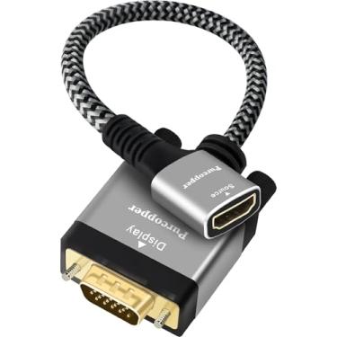 Imagem de Adaptador HDMI para VGA, conector conversor unidirecional HDMI fêmea (fonte) para VGA macho (tela) para monitor, PC, Raspberry Pi, desktop, projetor, Roku
