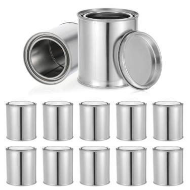 Imagem de 12 latas de tinta vazias com tampas, conjunto de latas de tinta de metal (0,4 L / 382 g), para bricolage, armazenamento de tinta, materiais de arte, organização de casa e escritório (8,3 cm A x 9,3 cm