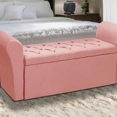 Imagem de Baú Para Cama Box: Madeira Estofada Casal com Estilo (Rosa)