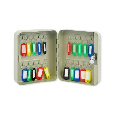 Imagem de Claviculário Porta Chaves com 20 Posições, 20x16x7cm, Cinza, com Identificadores e Fechadura