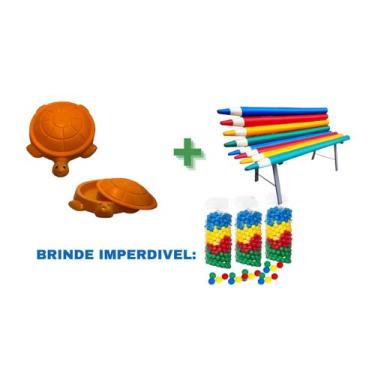 Imagem de Kit baby infantil tanque jabuti laranja + 1 banco lápis colorido infan