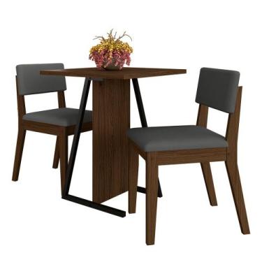 Imagem de Conjunto De Mesa Com 2 Cadeiras Arkansas Imbuia/cinza - M. Arapongas -