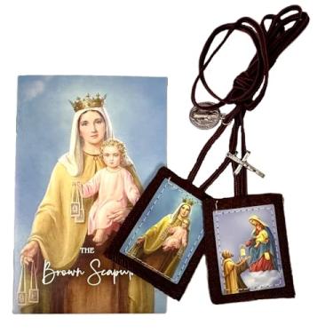 Imagem de Kit de oração católica capular marrom tradicional Westman Works com livro de papel