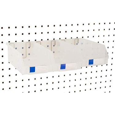 Imagem de Pegboard Bins – Pacote com 3 peças transparentes extra grandes – ganchos para qualquer placa de estanho – Organize ferragens, acessórios, acessórios, bancada de trabalho, armazenamento de garagem, sala de artesanato, galpão de ferramentas, materiais de hobby, peças pequenas