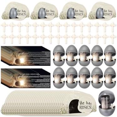 Imagem de VioraWhite 100 Conjuntos/400 Peças De Ovos Páscoa Vazios Para Túmulo, Cartão Com Contas Cruzadas, Folhetos Evangélicos, Ressurreição, Religiosos, Jesus Crianças, Adultos, Escola Dominical, Presentes