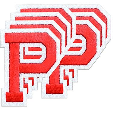 Imagem de Oli and Alex Iron On Letters 6 cm - 7 peças de P Red Patches Letras para Roupas - Super Cola - Sem necessidade de costura - Alfabeto Bordado Equipe de Futebol Escolar Universidade - Vermelho, P