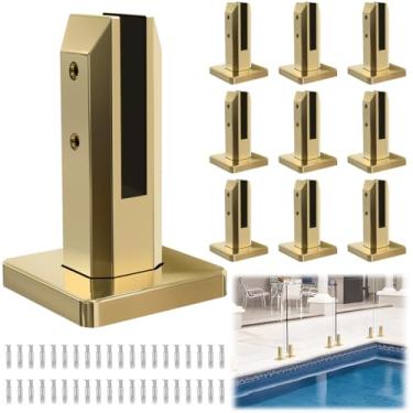 Imagem de LukLoy Espigão de Corrimão de Vidro 960G Aço Inoxidável 304 para Serviços Pesados Espigão de Cerca de Piscina de Vidro Balaustrada de Jardim Corrimão de Varanda Escada Grampo de Vidro Dourado para Vid