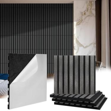 Imagem de Geelin 8 peças de painéis de parede de madeira 3D descascar e colar painel texturizado acústico de ripas de madeira autoadesivo para decoração de painéis de parede interior e tetos à prova de som 3D