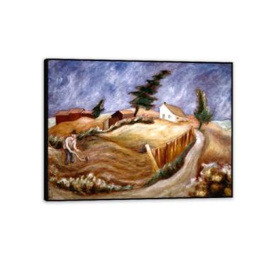 Imagem de Jackson Pollok pinturas famosas arte de parede em tela homem com arado manual impressões em tela arte para decoração de parede de sala de estar 40 x 30 cm (16 x 12 pol) moldura preta