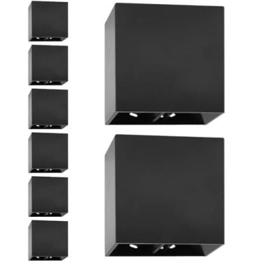 Imagem de Kit 8x Arandela Slim Preta Externa Facho Duplo Ajustável Led 4w 3000K IP67 Branco Quente Bivolt