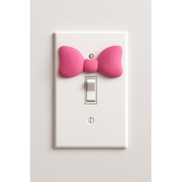 Imagem de Capa de placa de interruptor de fita de laço rosa, decoração de quarto de princesa, placa de luz de parede para quarto infantil estética rosa