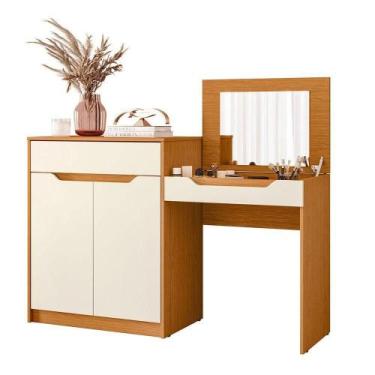 Imagem de Penteadeira Escrivaninha Com Espelho 2 Portas 1 Gaveta Theo Cinamomo/o