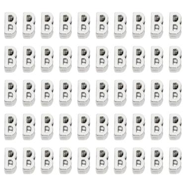 Imagem de Shapenty Berloques espaçadores de letras deslizantes de metal de liga de prata antiga para artesanato, pulseira, colar, pingente de chaveiro, joias, Natal, Ação de Graças, lembrancinhas de casamento