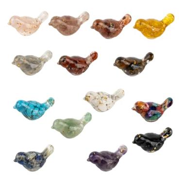 Imagem de Framendino, 14 Pack Mini Crystal Resin Bird Figurines, Decorative Gravel-Style Animal Statues for Home Display and Accents
