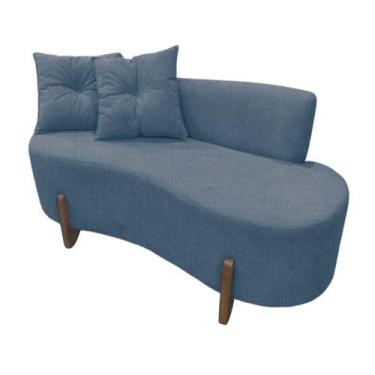 Imagem de Namoradeira Sofá Feijão Luna Orgânica Linho Azul - Mazzero Decor