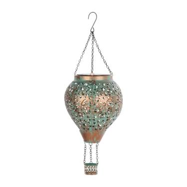 Imagem de predolo Lâmpada suspensa com balão de ar quente movida a energia solar, padrão oco, para decoração de árvore de pátio, multifuncional