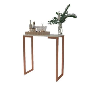 Imagem de Aparador Industrial Pés Cobre 68X45X76 - Off-White - RDS