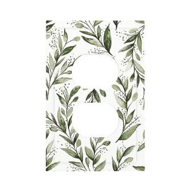 Imagem de Yamxbfa Placa De Tomada Eucalipto Verde E Branco Com Folha Oliveira, 1 Compartimento, Decorativa, Duplex, Parede, Floral, Sálvia, Elétrica, Interruptor Luz, Arte, Frontal, Para Decoração Sala Estar