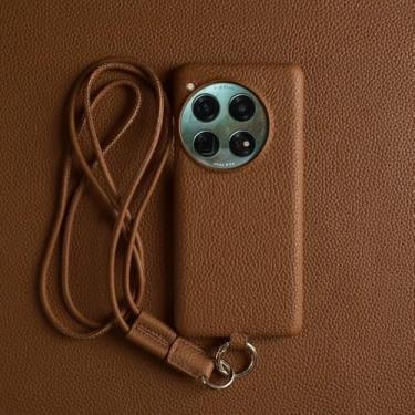 Imagem de Capa de couro de luxo para OnePlus 13 12 10Pro 11R 9Pro 10T 12R com alça transversal e cordão, marrom, para OnePlus 8T