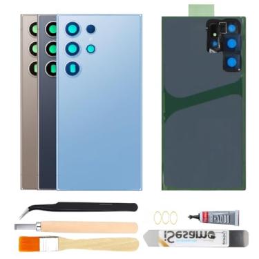 Imagem de Vidro traseiro para Samsung Galaxy S24 Ultra com kit de ferramentas de reparo (azul titânio)