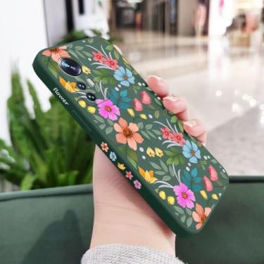 Imagem de Capa de celular com estampa de flores coloridas para Xiaomi 14 14T 13 12 11 Ultra 13T 11T 10T 9T Pro Lite Poco X7 F4 X4 M4 M3 X3 Pro 4G 5G GT, verde escuro 1, para Xiaomi 14T